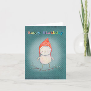 Tarjeta Cute Fairy Little Bird Pixy Gorra Rainbow Birday