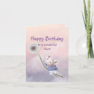 Tarjeta Cute Fantasía Cumpleaños tía Ratón Dandelion