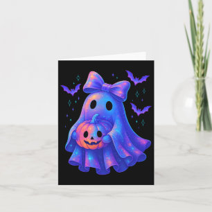 Tarjeta Cute fantasma Coquette Bow Halloween Spookin Seaso