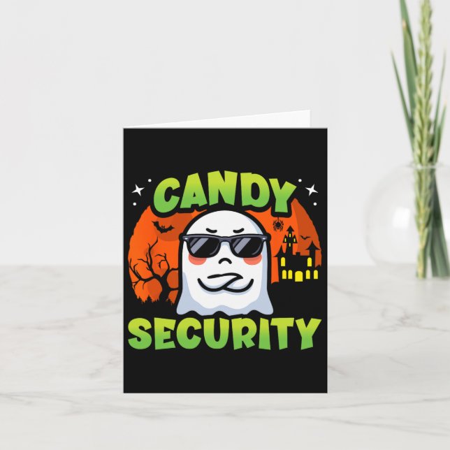 Tarjeta Cute Fantasma Niños Halloween - Candy Security - G (Anverso)
