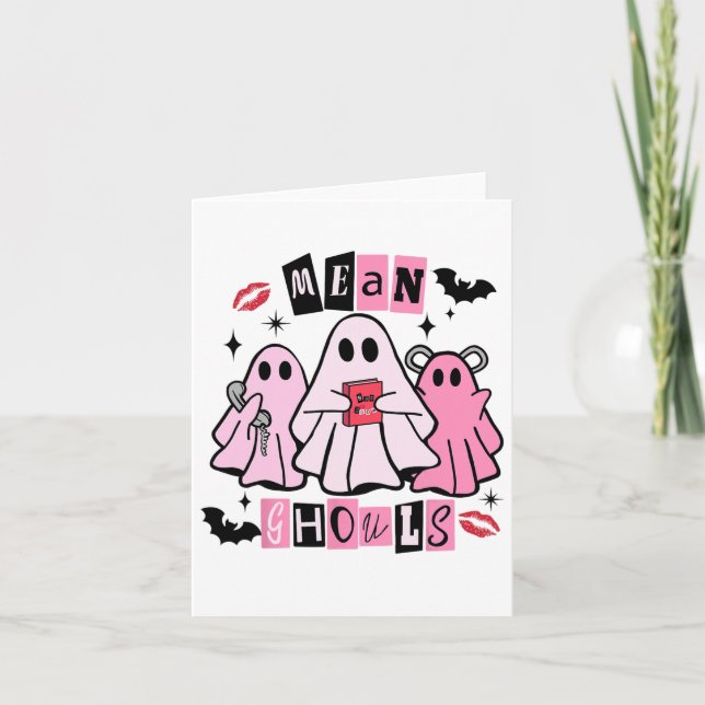 Tarjeta Cute fantasma significa Ghouls Funny Halloween Cos (Anverso)