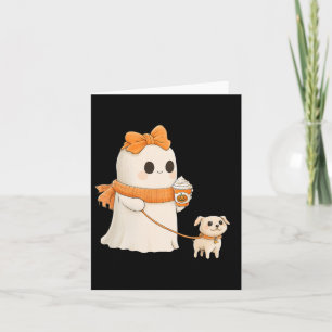 Tarjeta Cute fantasma Walking Dog Coquette Bow Perro Hallo