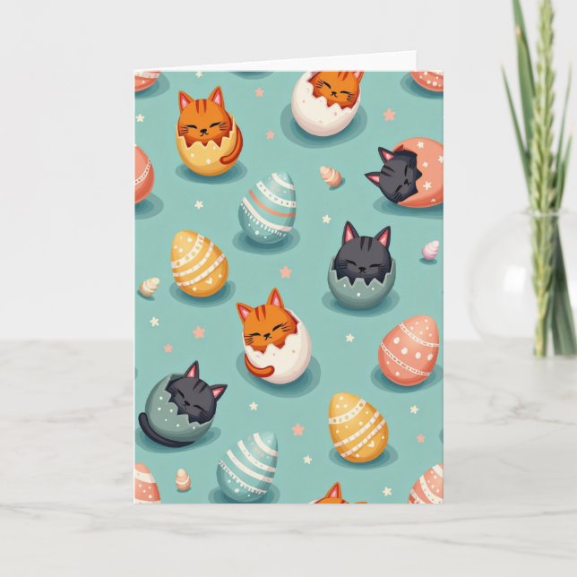 Tarjeta Cute Feline Hatching Pattern Card (Anverso)