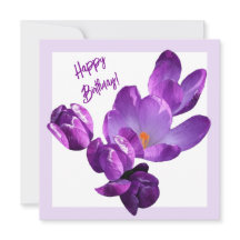 Cute Feliz cumpleaños bonito crocus morado floral
