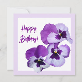 Tarjeta Cute Feliz cumpleaños bonito morado pansy floral
