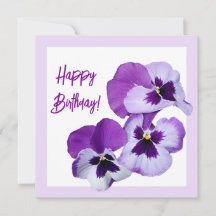 Cute Feliz cumpleaños bonito morado pansy floral