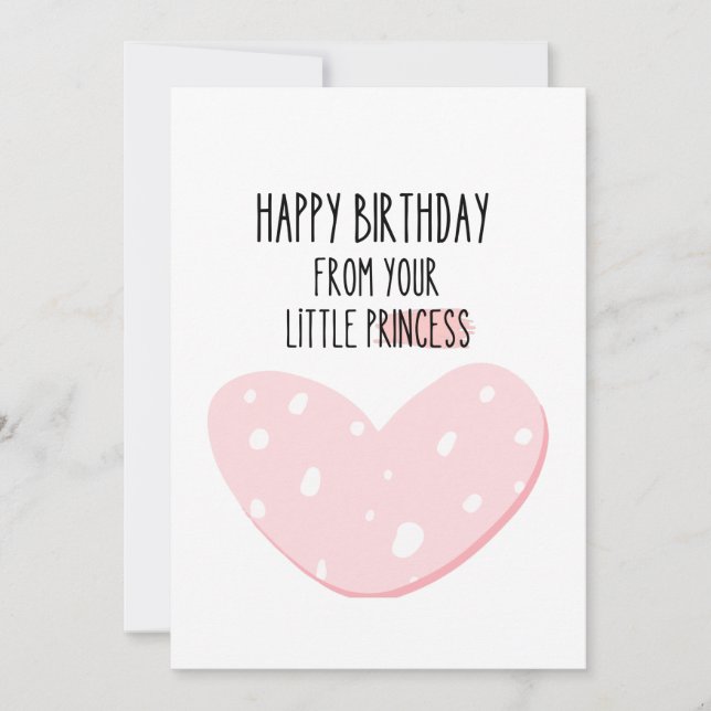 Tarjeta Cute: Feliz cumpleaños de tu pequeña princesa (Anverso)