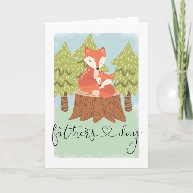 Tarjeta Cute Feliz Día del Padre Zorro (Anverso)