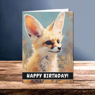 Tarjeta Cute Fennec Fox Adorable Portrait Birday Card