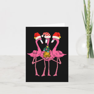 Tarjeta Cute Flamingos Tropicales Y Navidad De Piña En