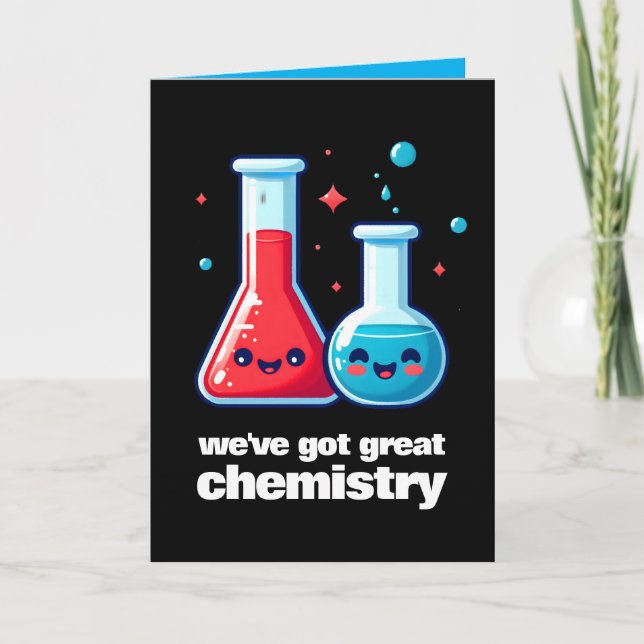 Tarjeta Cute Flask & Tube que tenemos una gran química (Anverso)