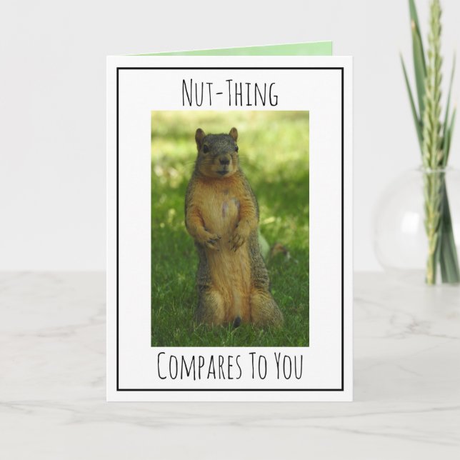 Tarjeta Cute Flirty Squirrel Pun | Feliz Día de San Valent (Anverso)