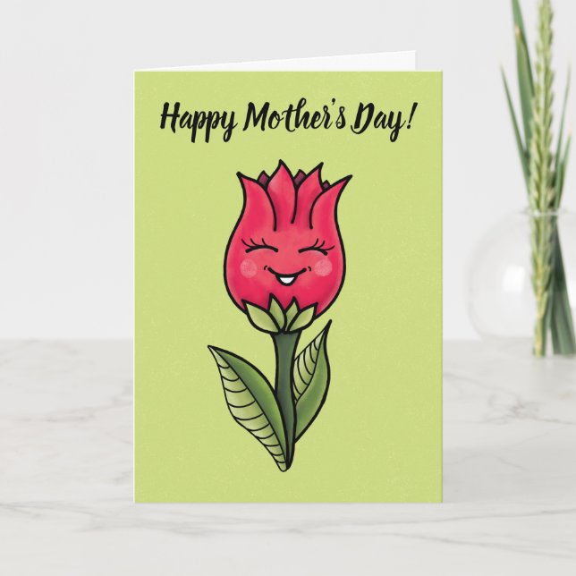 Tarjeta Cute Flor Día de la Madre (Anverso)
