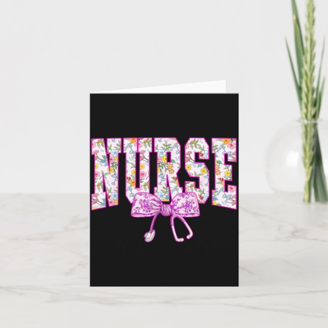 Tarjeta Cute Floral Nk Nurse Coquette Bow Stethoscope Nurs (Anverso)