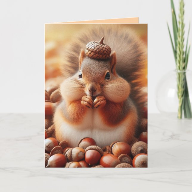 Tarjeta Cute Fluffy Squirrel (Anverso)