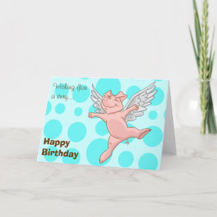 Tarjeta Cute Flying Pig Birday Card