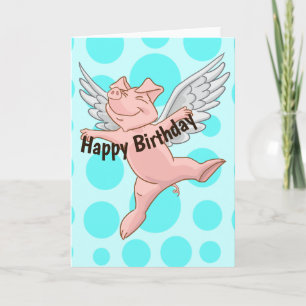 Tarjeta Cute Flying Pig Birday Card
