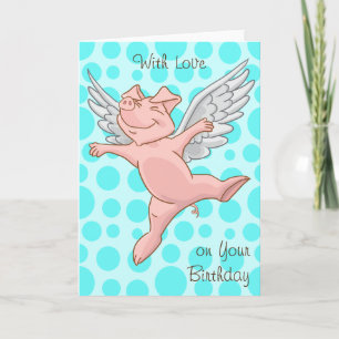 Tarjeta Cute Flying Pig Birday Card
