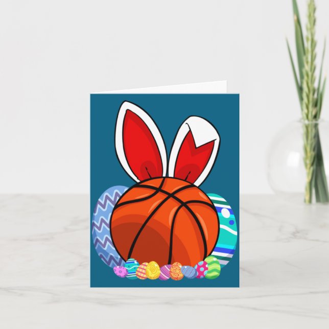 Tarjeta Cute For Basketball Easter Egg Bunny (Anverso)