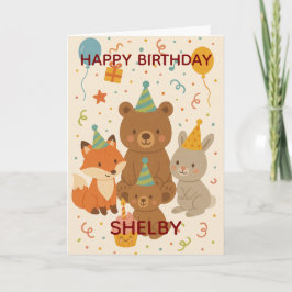 Tarjeta Cute Forest Animals Custom Birthday