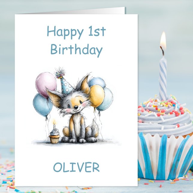 Tarjeta Cute Fox 1st Birthday (Subido por el creador)