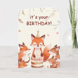 Tarjeta Cute Fox Birthday Card for Kids