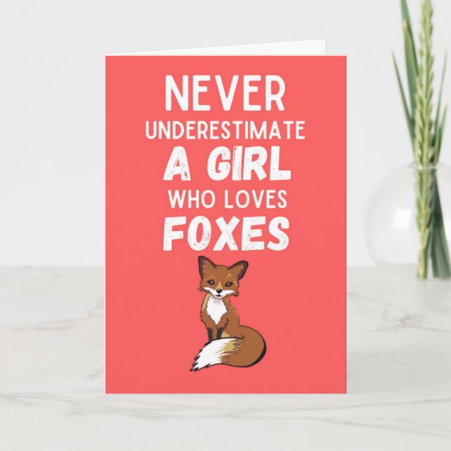 Tarjeta Cute Fox Cards For Girls For Kids Pink Animals (Anverso)