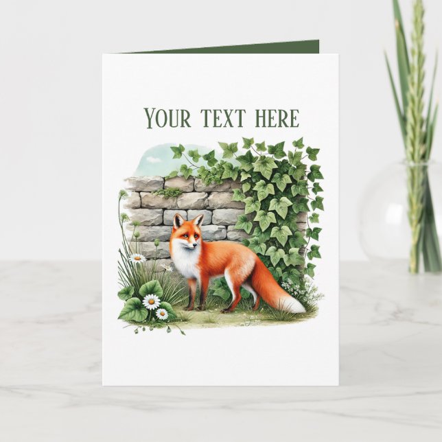Tarjeta Cute fox lovers add text  (Anverso)