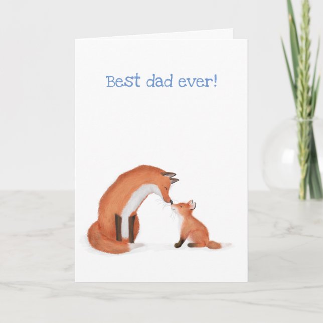 Tarjeta Cute fox y Cub para el Día del Padre (Anverso)