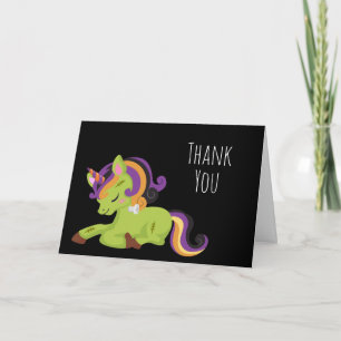Tarjeta Cute Frankenstein Unicorn Halloween Gracias