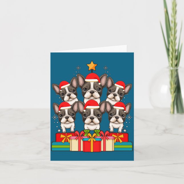 Tarjeta Cute French Bulldog Le Frenchie Christmas Tree Xma (Anverso)