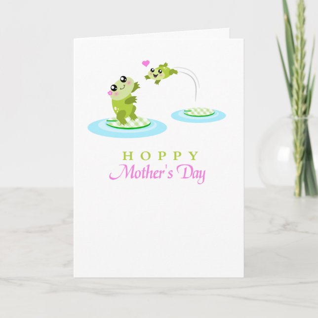 Tarjeta Cute Frog Hoppy Happy Mothers Day (Anverso)