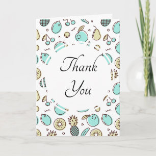 Tarjeta Cute Fruit Pattern Summery Themed Gracias