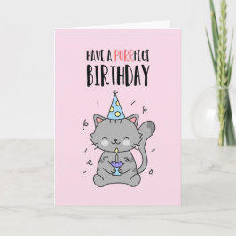 Tarjeta Cute Funny Cat Lover Kitten Pun Purrfect Cumpleaño