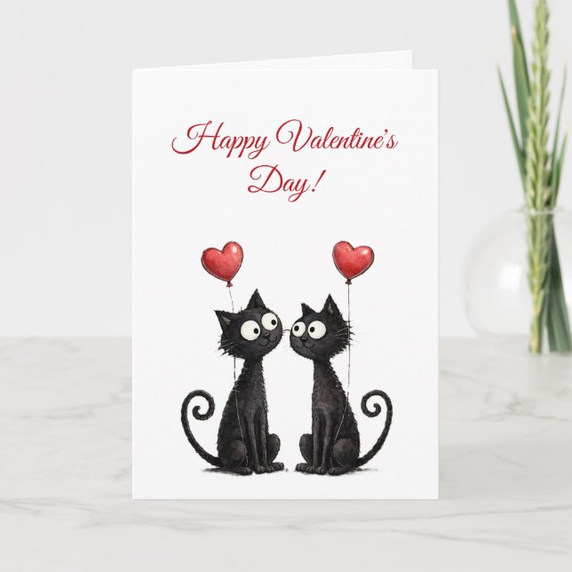 Tarjeta Cute Funny Cat Valentine Folded Greeting Card (Anverso)