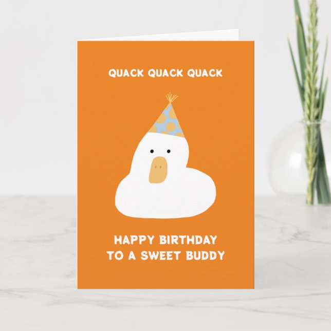 Tarjeta Cute Funny Duck Quack Cumpleaños Mejor Amigo Gorra (Anverso)