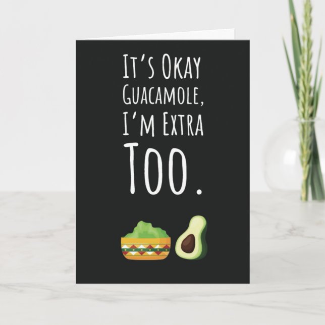 Tarjeta Cute Funny Guacamole Cards Guac Humor Avocado  (Anverso)