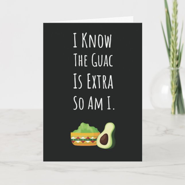 Tarjeta Cute Funny Guacamole Cards Mexican Avocado Fiesta (Anverso)
