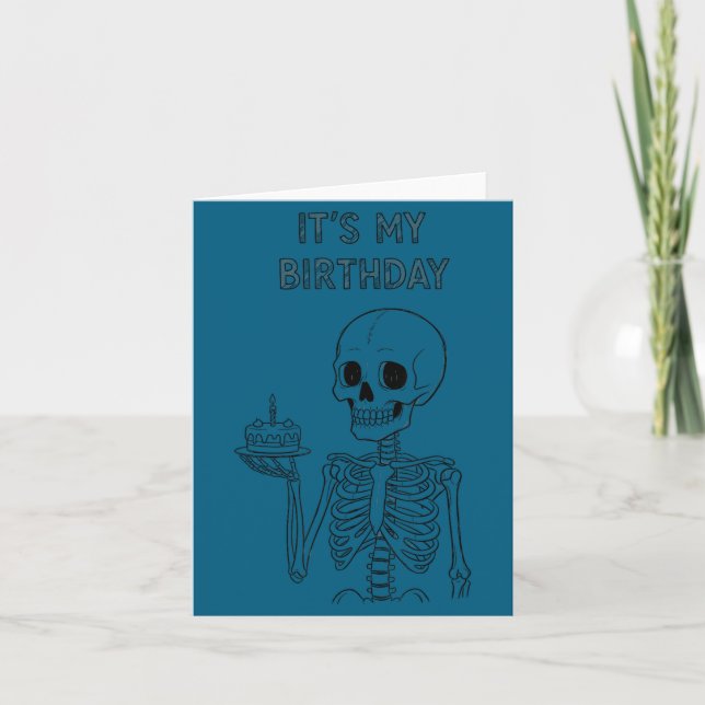 Tarjeta Cute Funny Kawaii Skeleton Birthday Skull Happy Wo (Anverso)
