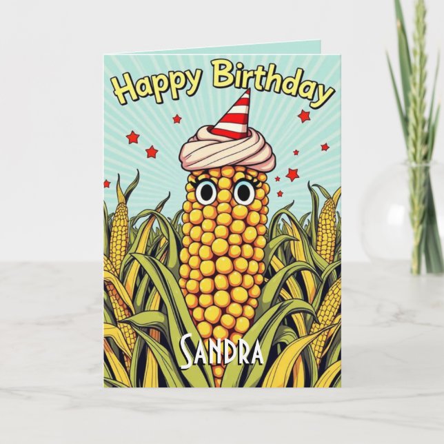 Tarjeta Cute Funny Maize Happy Birday (Anverso)