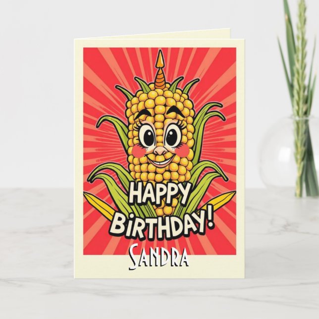 Tarjeta Cute Funny Maize Happy Birday (Anverso)