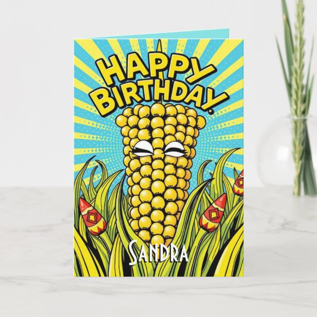 Tarjeta Cute Funny Maize Happy Birday (Anverso)