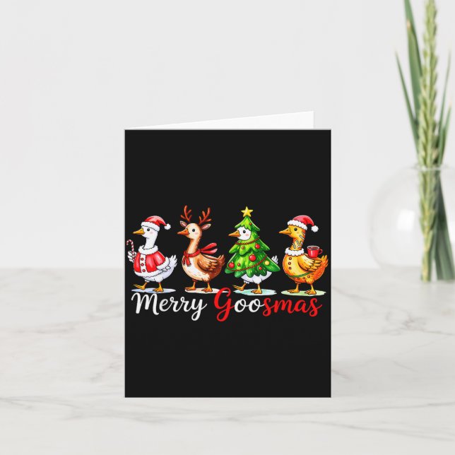 Tarjeta Cute Funny Merry Goosmas Silly Goose Reindeer Hot  (Anverso)