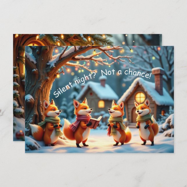 Tarjeta Cute Funny No Silent Night Foxes Christmas Card (Anverso / Reverso)