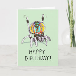 Tarjeta Cute Funny Peacock Spider Happy Birday Card