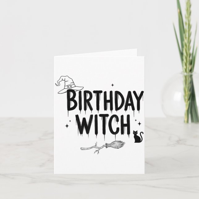 Tarjeta Cute Funny Witch Witchy Birthday Witches Happy Wom (Anverso)