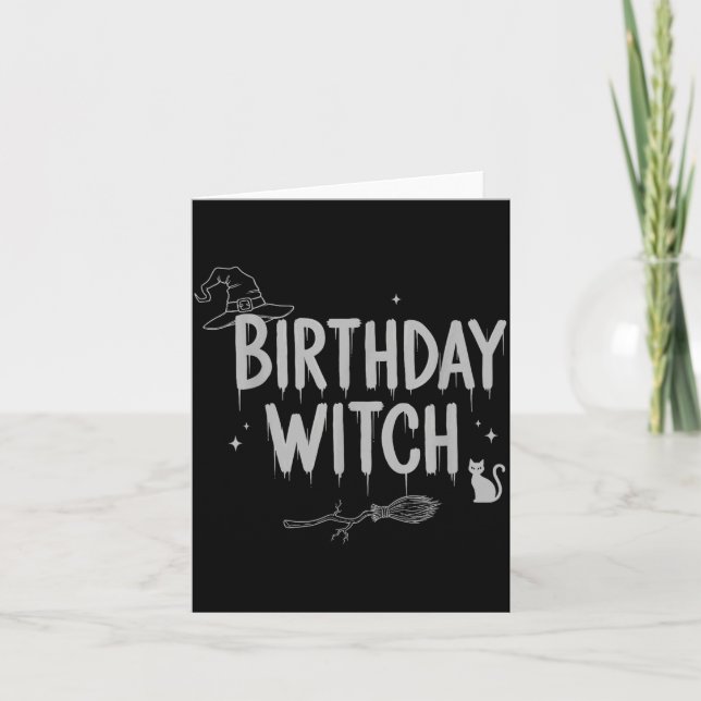 Tarjeta Cute Funny Witch Witchy Birthday Witches Happy Wom (Anverso)
