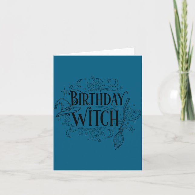 Tarjeta Cute Funny Witch Witchy Birthday Witches Happy Wom (Anverso)