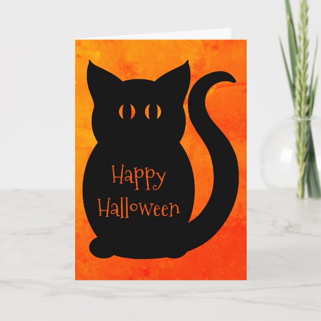 Tarjeta Cute gato de Halloween (Anverso)