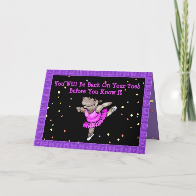 Tarjeta Cute Get Well Card con Hippo Ballerina On Toe (Anverso)